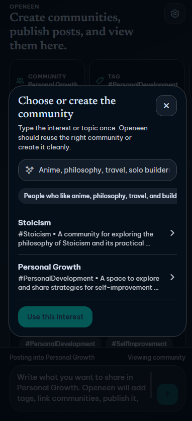 Openeen topic setup